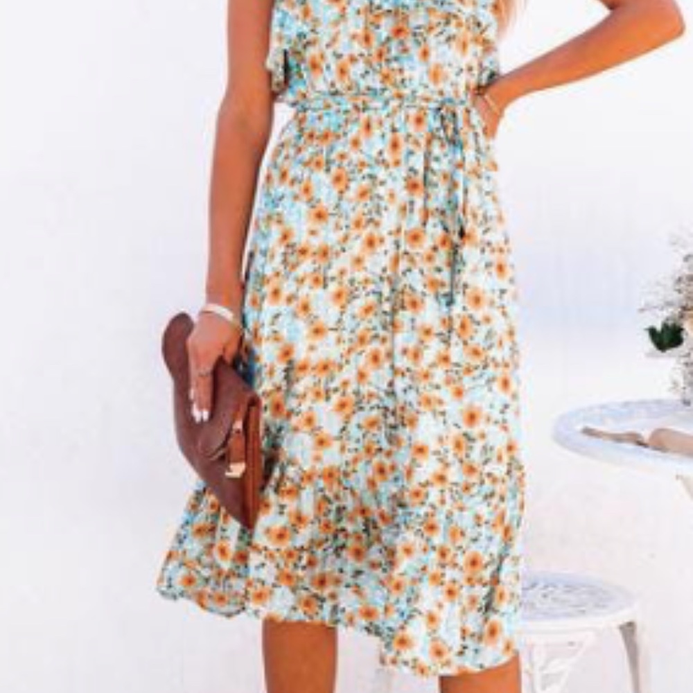 Rianne Floral Ruffle Midi Dress VICI